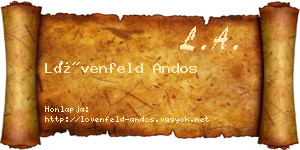 Lövenfeld Andos névjegykártya